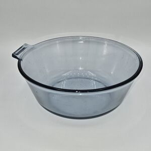 Pyrex Vintage Blue Glass Bowl Oven & Microwave Safe Handle Serving‎ Mixing